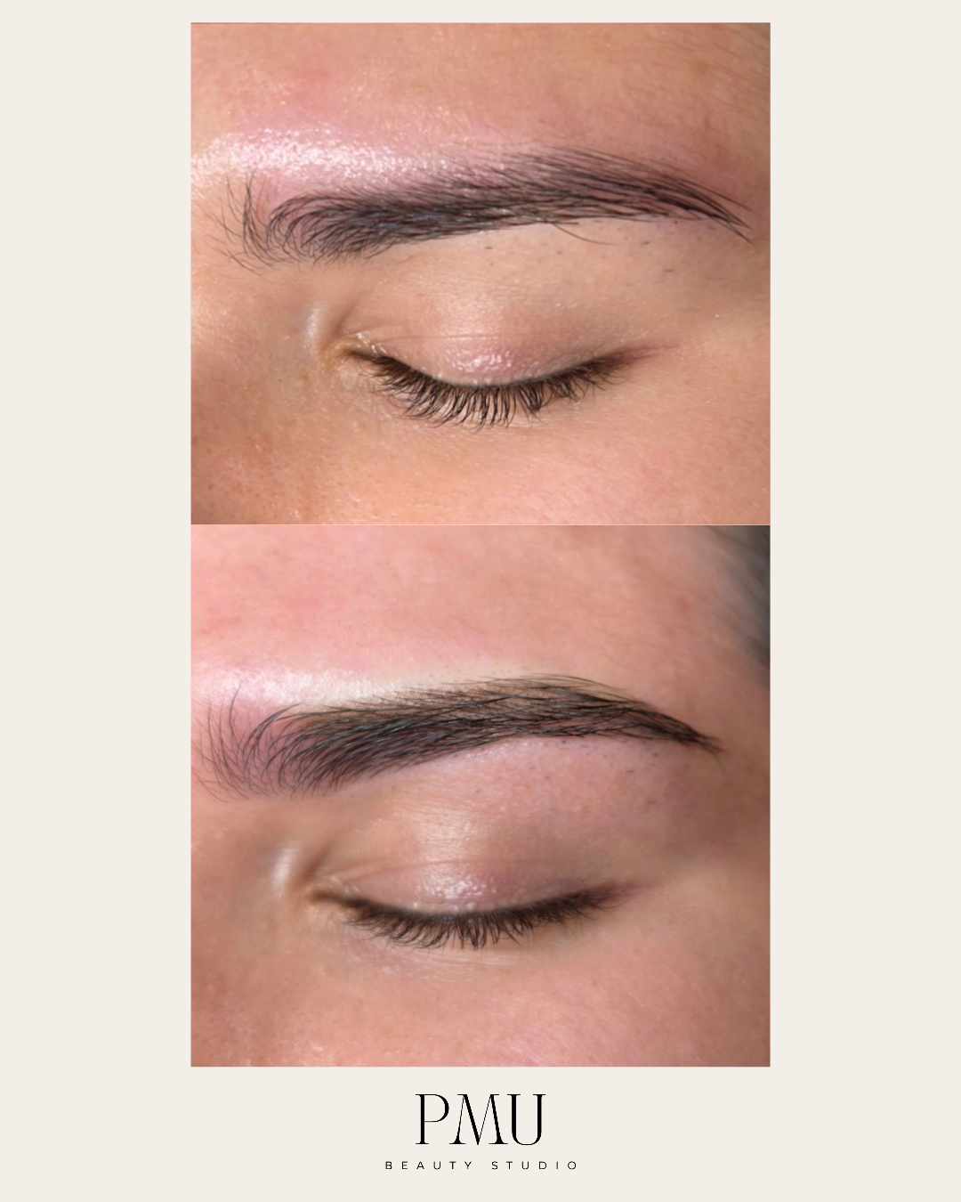 Before and after ombre brow cosmetic tattoo in Auckland